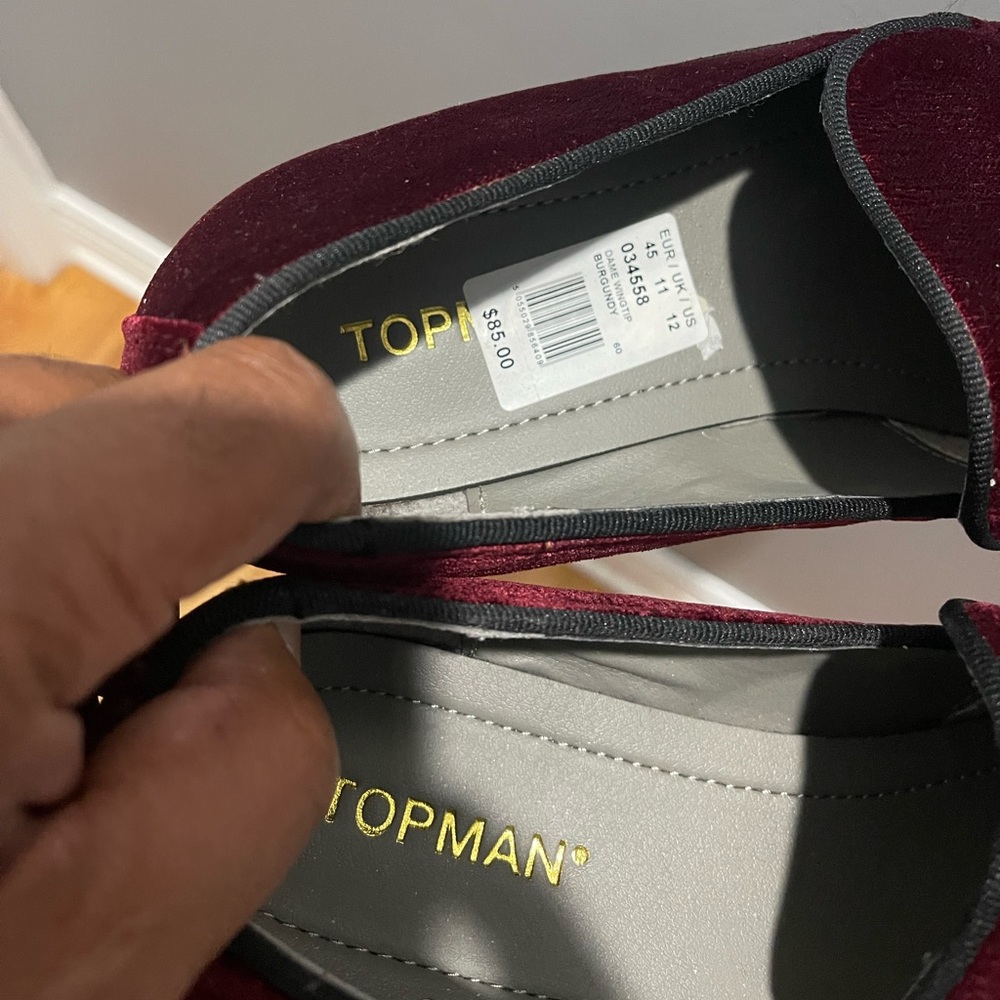 Topman ‘Dame Wingtip’ Loafers shoe in Burgundy Sz 12 / 45 - Picture 6 of 15